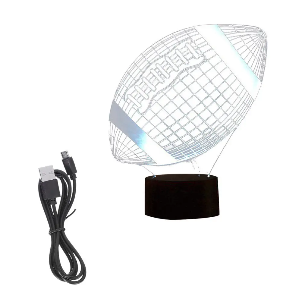 1 مجموعة الرجبي LED ليلة مصباح تغيير اللون اللمس البصرية ضوء ديكور Rgb ثلاثية الأبعاد الوهم الجدول مصباح غرفة نوم حفلة سطح المكتب الخفيفة