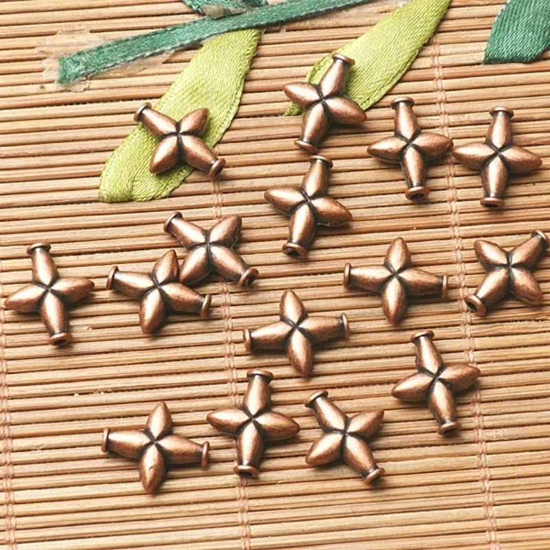 20pcs 13*12mm Dark Copper Color Lotus Cross Shaped Bead EF2602 Beads for Jewelry Making