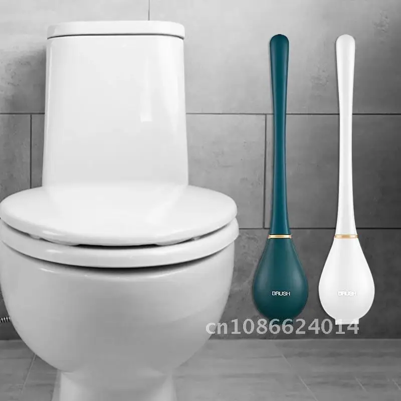 

Toilet Brushes Set With Silicone Holder Wall-Mounted Long Handled Toilet Cleaning Brush Hygienic Household For Bathroom Cleaning