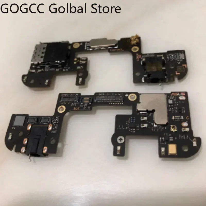 Replace For ASUS ROG Phone 5 5S 6 7 8 9 Pro 6D SIM Card Reader Tray Slot Board Socket Microphone Earphone Audio Jack Flex Cable