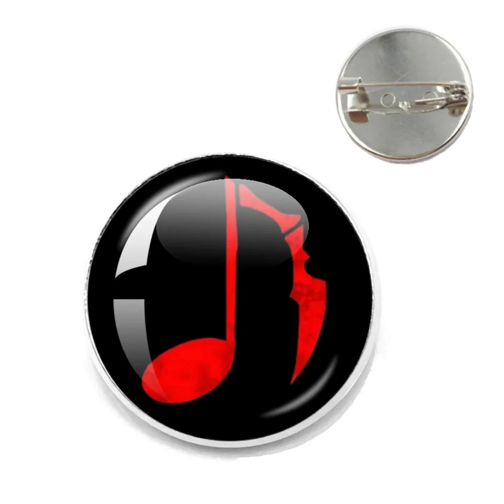 أنا أحب Maretu القلب نمط دبوس معدني الموسيقية ملاحظة الزجاج جولة بروش ظهره شارة ديكور المشجعين الإبداعية جمع الموسيقى هدية #4