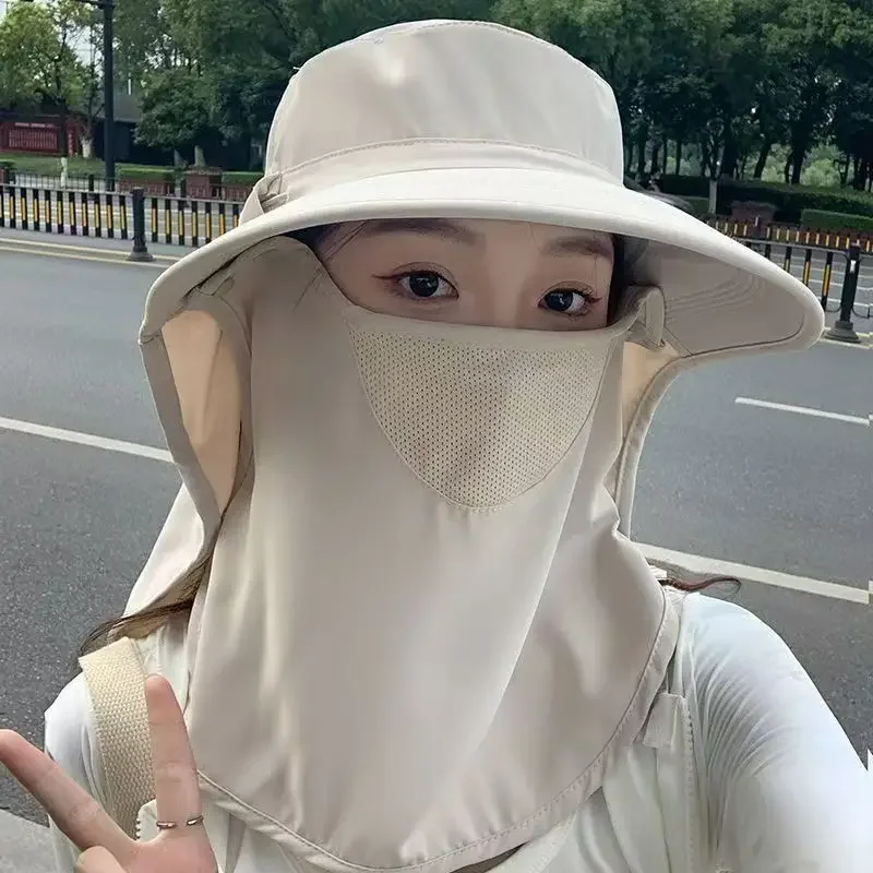 Summer Quick Drying Sun Hat UV Sun Protection Wide Brim Hat with Face Cover & Neck Flap for Hiking Camping Travel Fisherman Cap