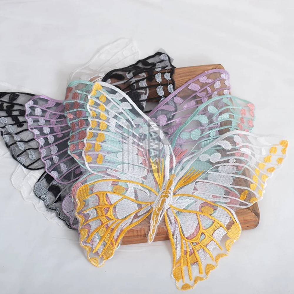 1Pc Embroidered Mesh Butterfly Patches Appliques For Clothes Sewing Supplies 29*29CM