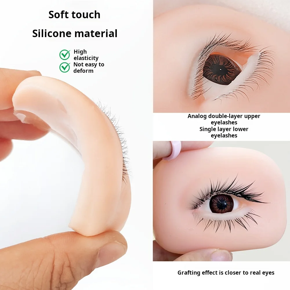 

1 пара трехслойных двухслойных головок манекена для практики ресниц 5D модуль искусственных накладных ресниц, обучение ресницам