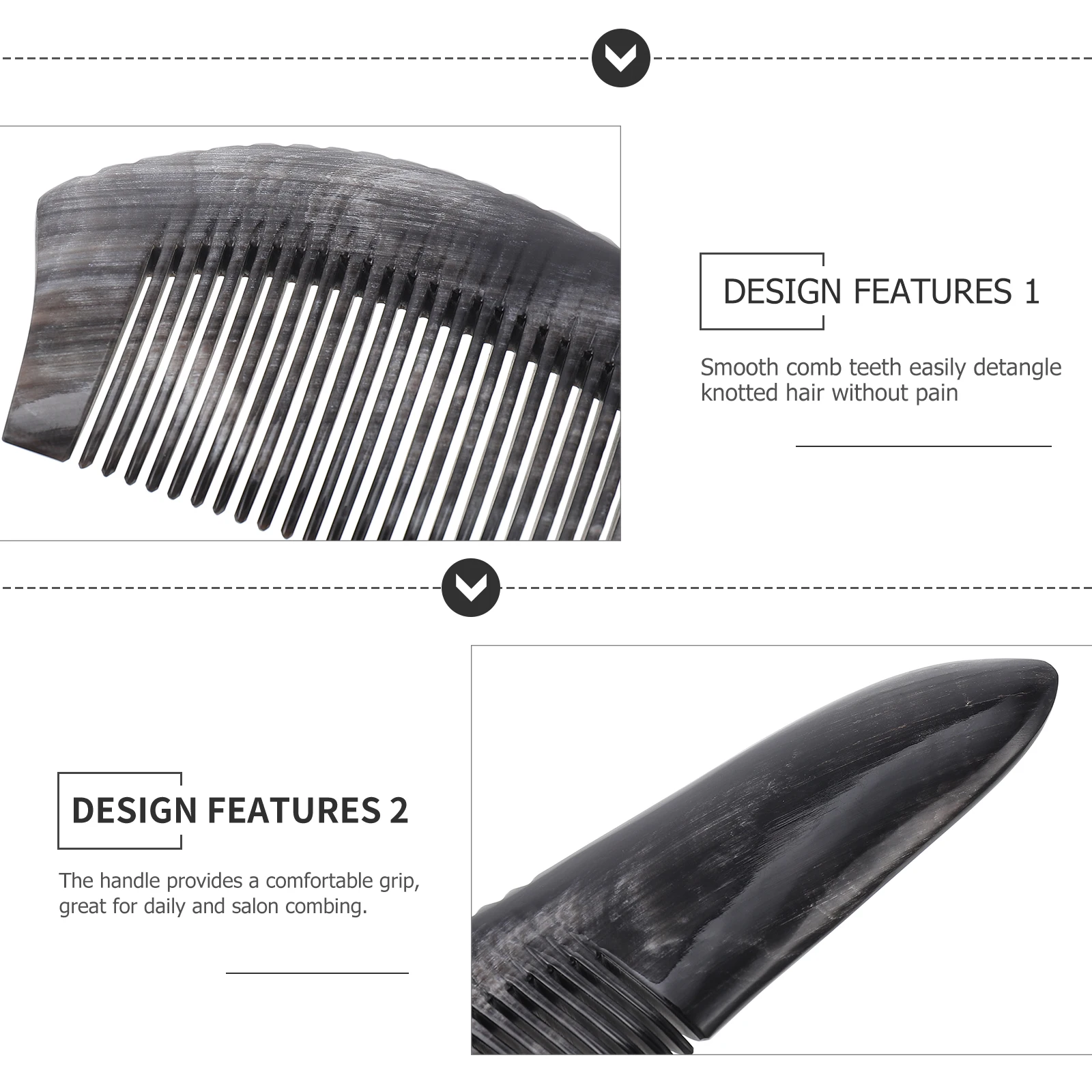 

Stylish Horn for Hair Styling Detangling Scalp Comfortable Grip Massage Comb Home Salon Use Safe Skin-Friendly Material Handheld