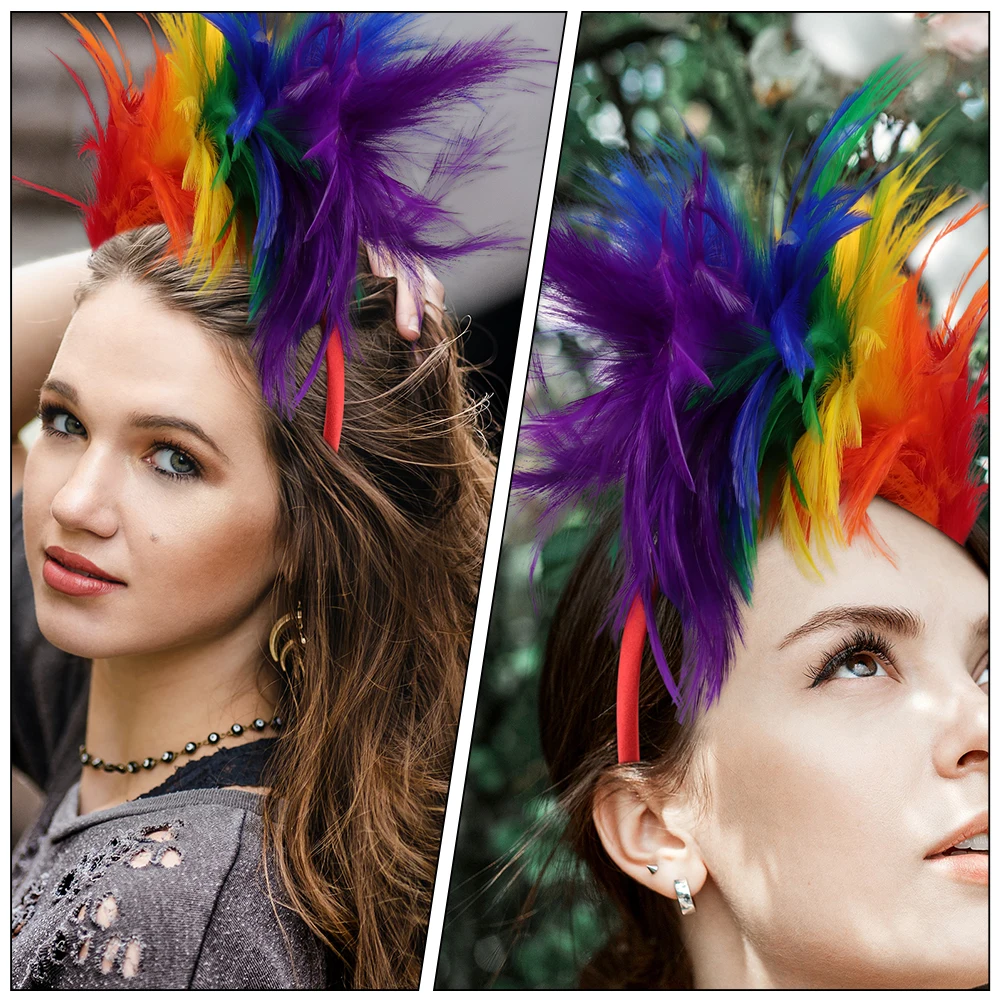

2pcs Colorful Plume Headband Halloween Hair Accessories Vintage Party Headwear Bride Headdress Carnival Birthday Photo Shoot
