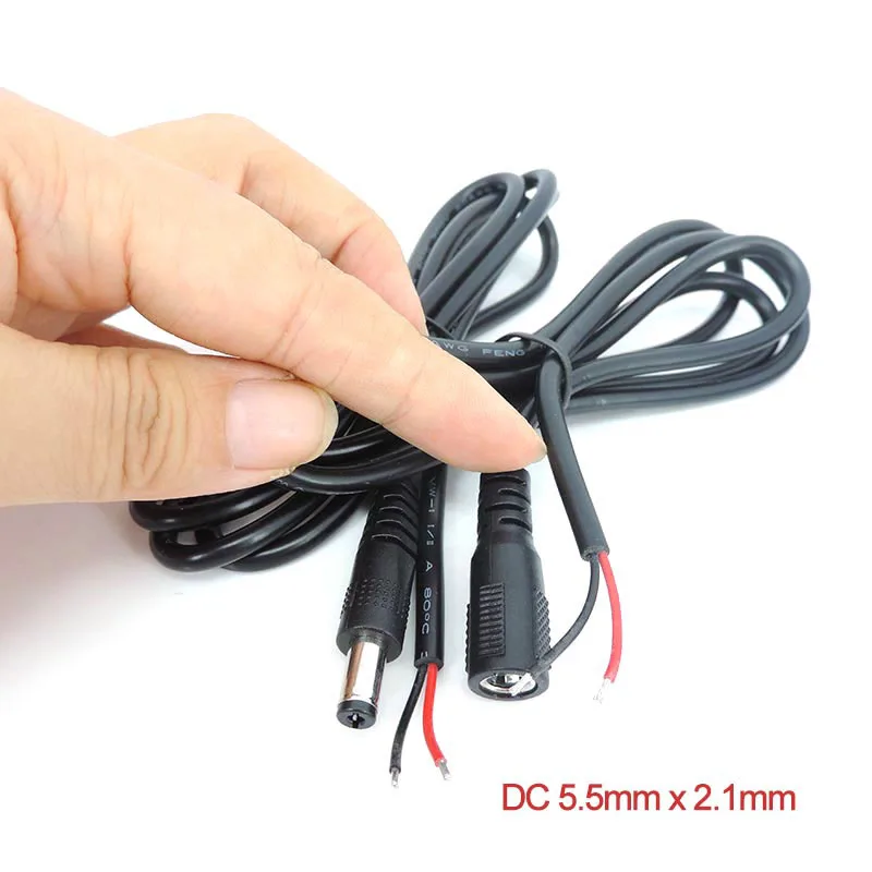 1Meter 5.5Mm X 2.1Mm Dc Verlengsnoer Draad Mannelijke Vrouw Naar Mannelijke Vrouwelijke Power Connector Kabel Voor Cctv Camera Led Strip Licht