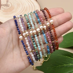 3MM Nature Stone and Freshwater Pearl Bracelet Suitable For Men And Women Daily Wear Holiday Gift Bracelet Jewelry