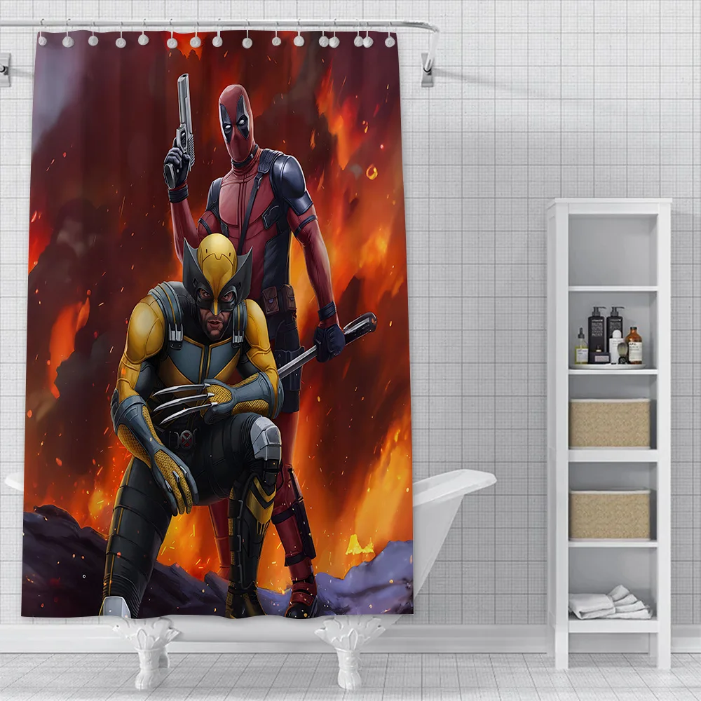 Hot S-Super H-hero Deadpools Wolverines Shower Curtain Waterproof Polyester Fabric Bath Curtains Home Bathroom Curtain With Hook