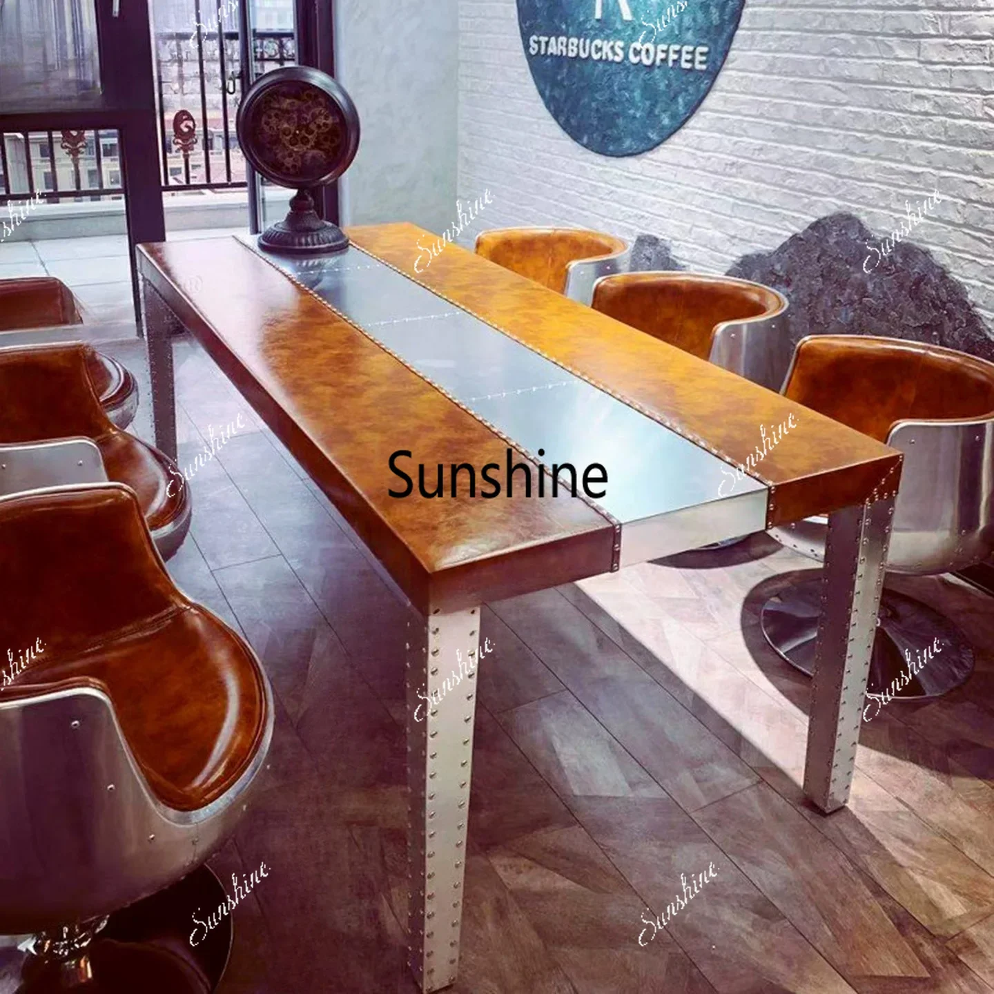 Industrial style conference table creative metal negotiation tea table rectangle  FT