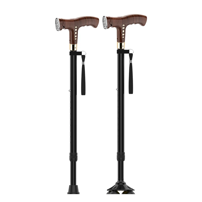 Old man crutch multi-functional light non-slip crutch aluminum alloy telescopic intelligent music four-legged anti-fall armrest