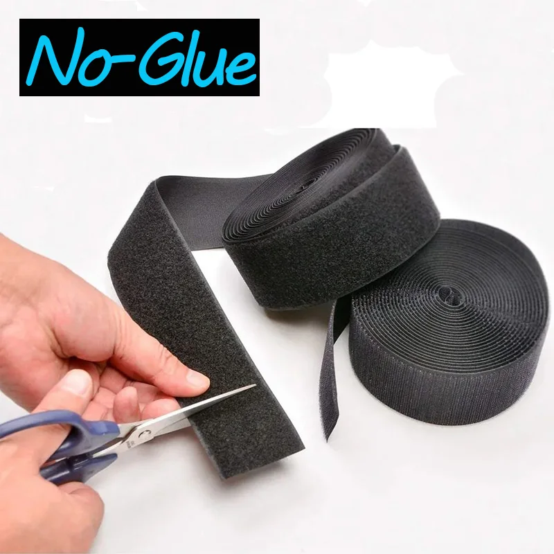 1-25Meter Black Heavy-Duty Sew on Hook And Loop Tape Non-Adhesive Nylon Magic Strap for DIY Clothing And Bags Fastener 20-50mm