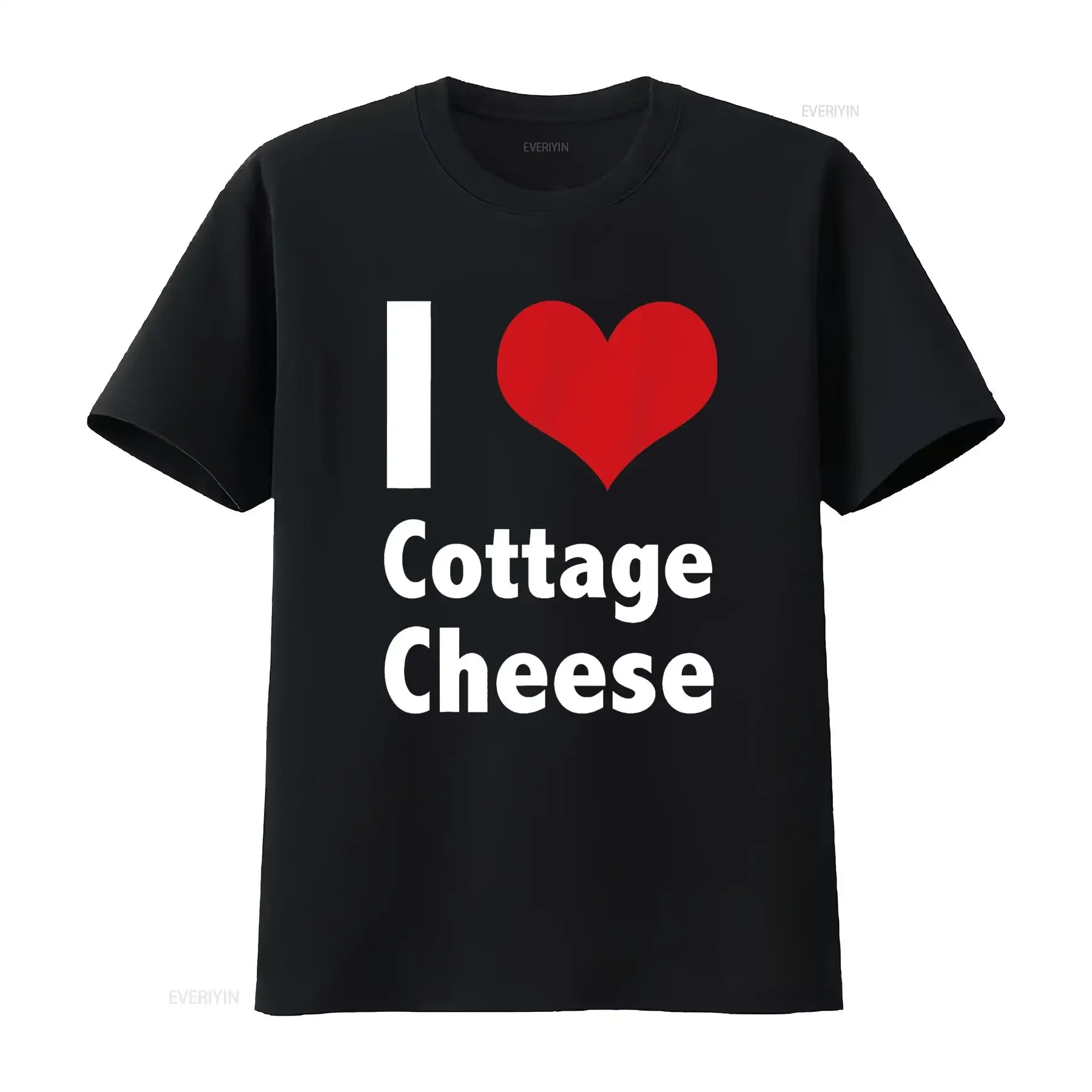 

Футболка I Love Cottage Cheese, винтажный стираный дышащий топ унисекс для повседневной носки, модная эластичная мягкая уличная одежда с рисунком