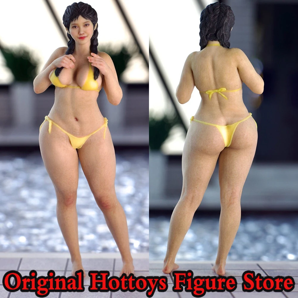 

Коллекционная миниатюрная реалистичная фигурка солдата-женщины в желтом бикини, масштаб 1/16, полный комплект, около 10 см.