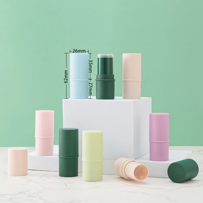 6g Cylinder Solid Deodorants Tube Green/Pink/Purple Lip Balm Container Empty Lipstick Bottle Cleansing Mask Stick