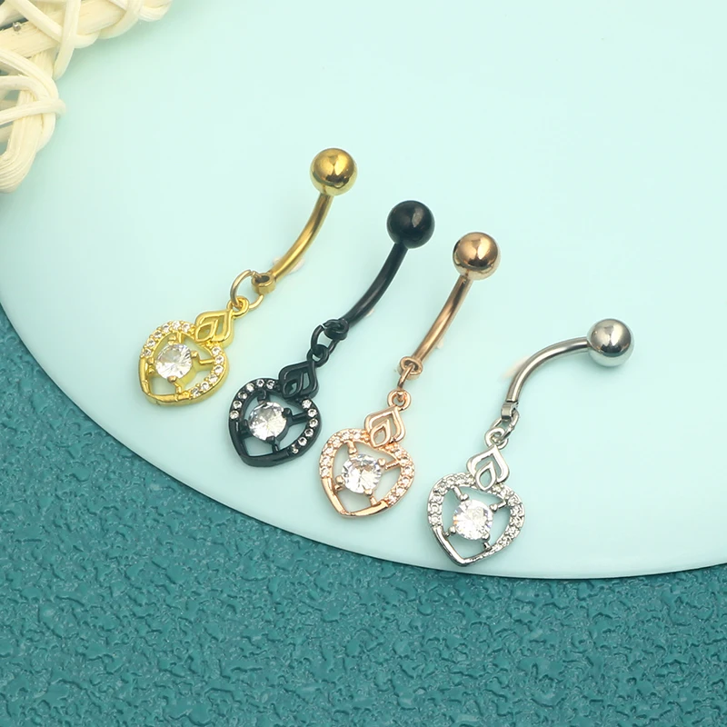 Wholesales Body Piercings Navel Jewelry Surgical Steel Navel Ring Double Epoxy Crystal Balls Belly Button Ring Navel Piercing