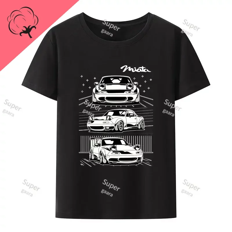 Initial D JDM MIATA MX5 Theme 100%Cotton Streetwear Shirts Funny Men\'s Graphic Clothing Gym Tshirt Mens Y2k Short Sleeve Tee