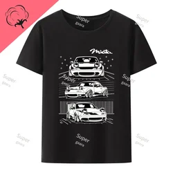 Initial D JDM MIATA MX5 Theme 100%Cotton Streetwear Shirts Funny Men's Graphic Clothing Gym Tshirt Mens Y2k Short Sleeve Tee