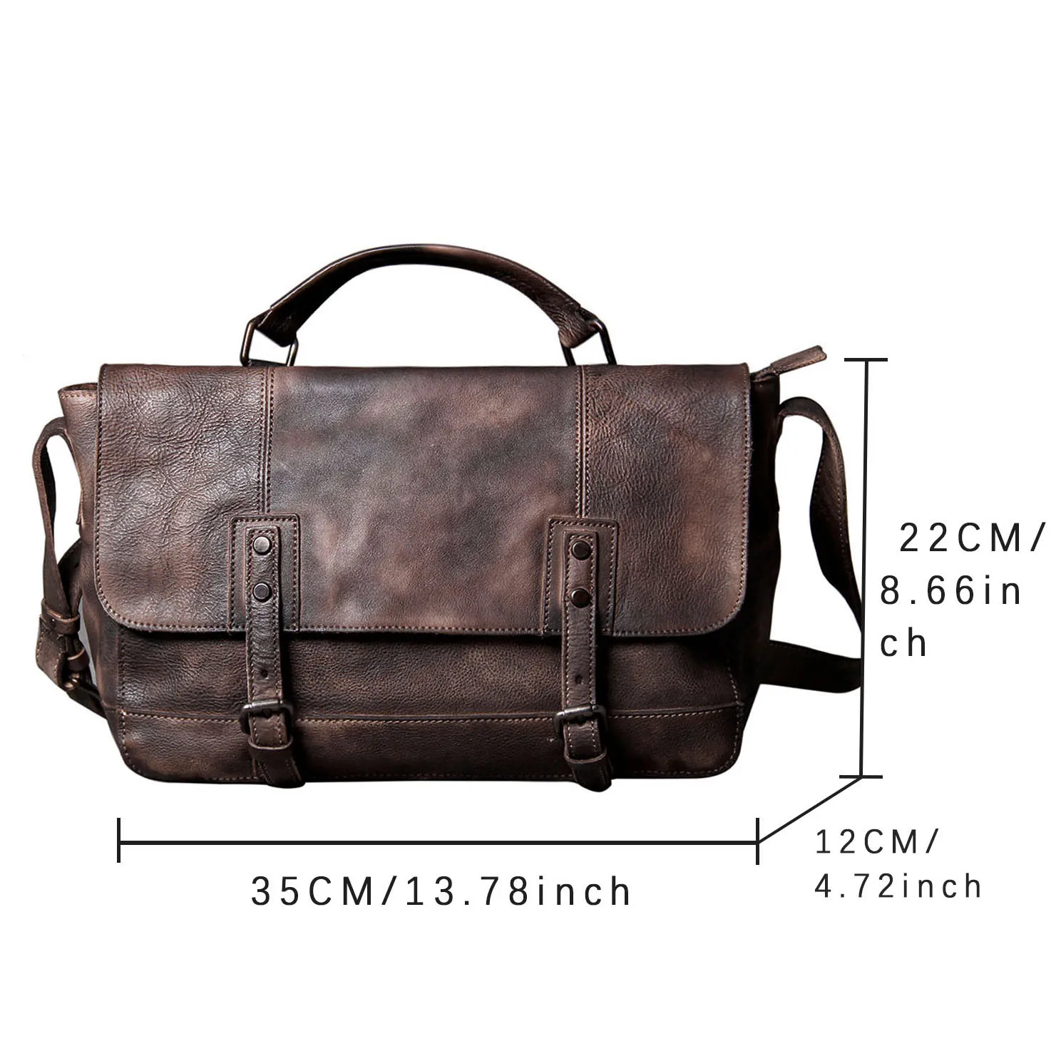 S.WORKER Vintage Echtes Leder männer Messenger Tasche Schulter Tasche Rindsleder Retro Casual Stil Umhängetaschen – Detail 3