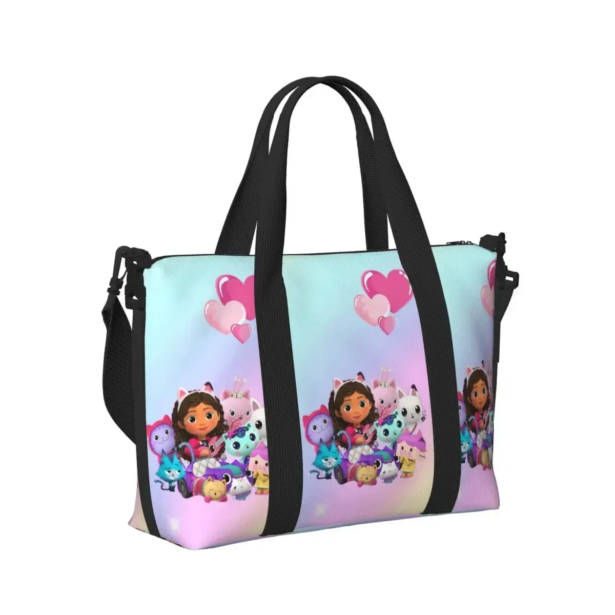 

Gabbys Mercat Cats Cartoon Dollhouse Beach Travel Bag Large Capacity Tote Bags for Gym Sport Women Shopping Duffle Shoulder Bag