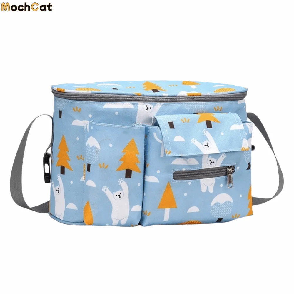 

Большая вместительная сумка для детской коляски с мультяшным принтом, много карманов, подвесная сумка на коляску с молнией, сумка для хранения из ткани Оксфорд для мам