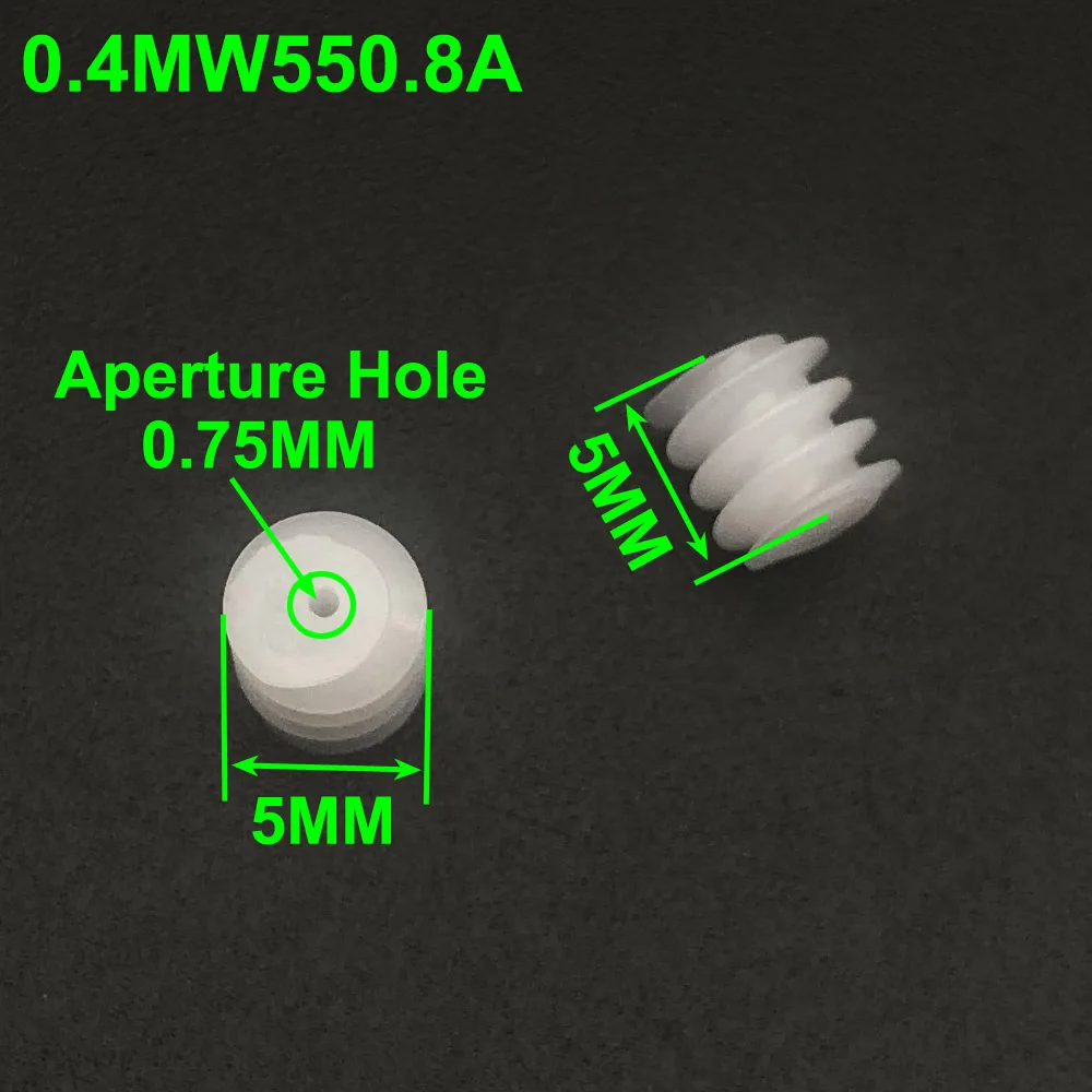 1000Pc/Lot 0.4M Plastic Spindle Worm Reduction Gear Dia.5MM X L/H 5MM Bore Aperture Hole 0.75MM 0.8MM 0.8A 0.4M550.8A 0.4 Module