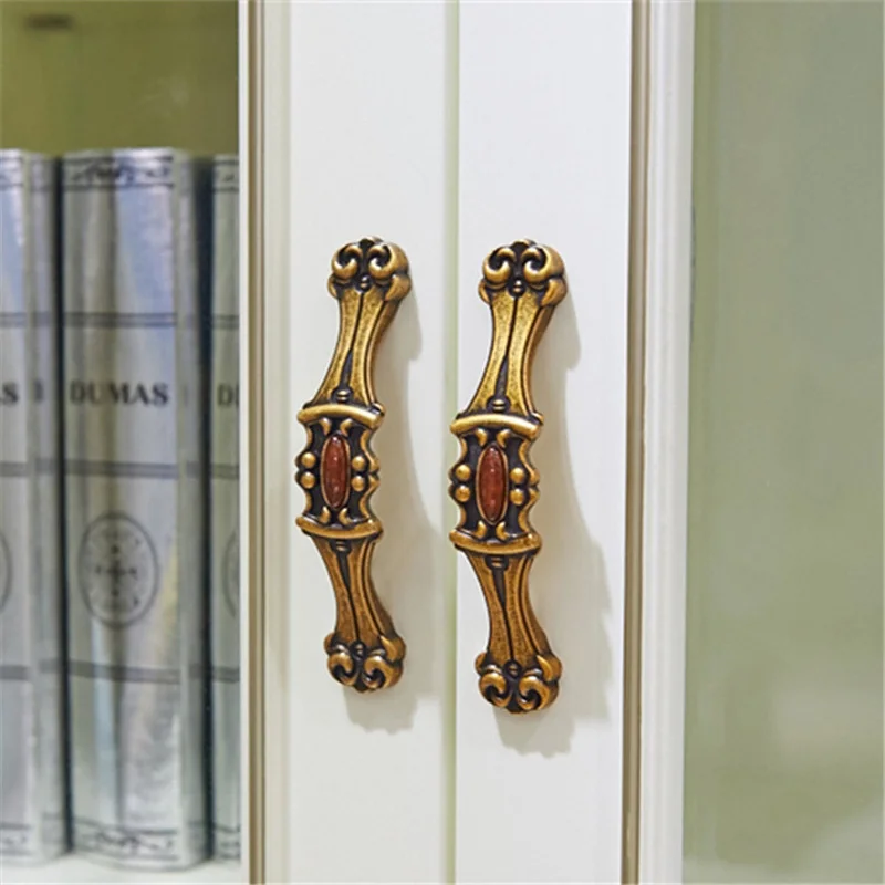 

European Handles for Furniture Archaize Cabinet Pulls Antique Bronze Cupboard Door Knobs Zinc Alloy Kitchen Accessories 128mm