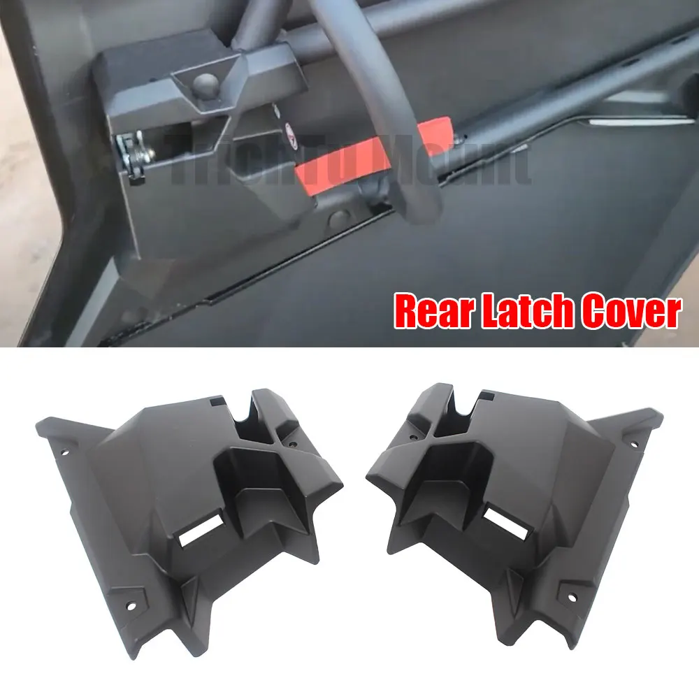 2Pcs UTV Accessories Rear Door Latch Cover Fits for Can-Am Maverick X3 Max Turbo R RR 2017-2022 Matte Black Left and Right