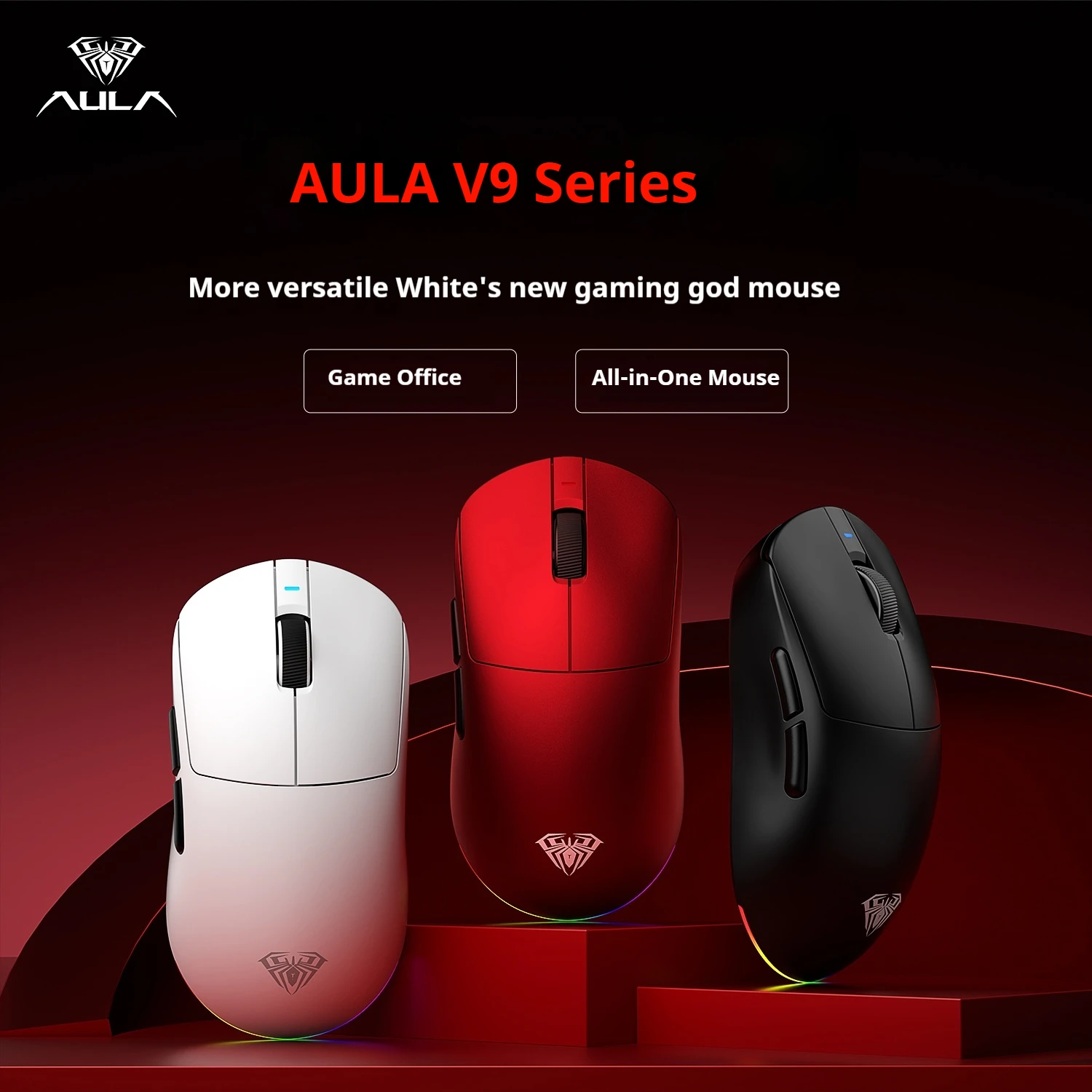 Mouse da gioco serie AULA V9 Tri-Mode Wireless Bluetooth PAW3950 50g Leggero PC Office E-sport 8000HZ Rivestimento Cool Touch
