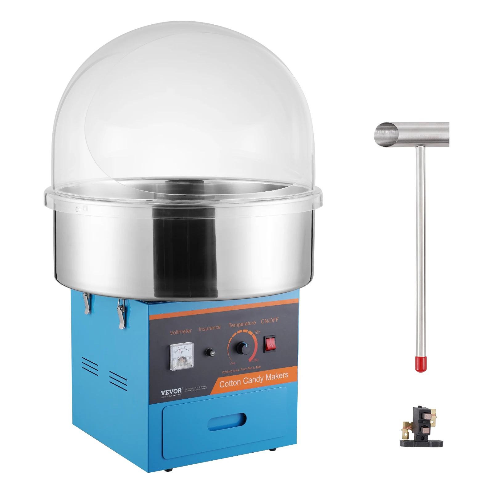 SucceBuy Elektrische Suikerspin Machine Candy Floss Maker Commerciële Suikerspin Machine Roestvrijstalen Kom en Suiker Scoop