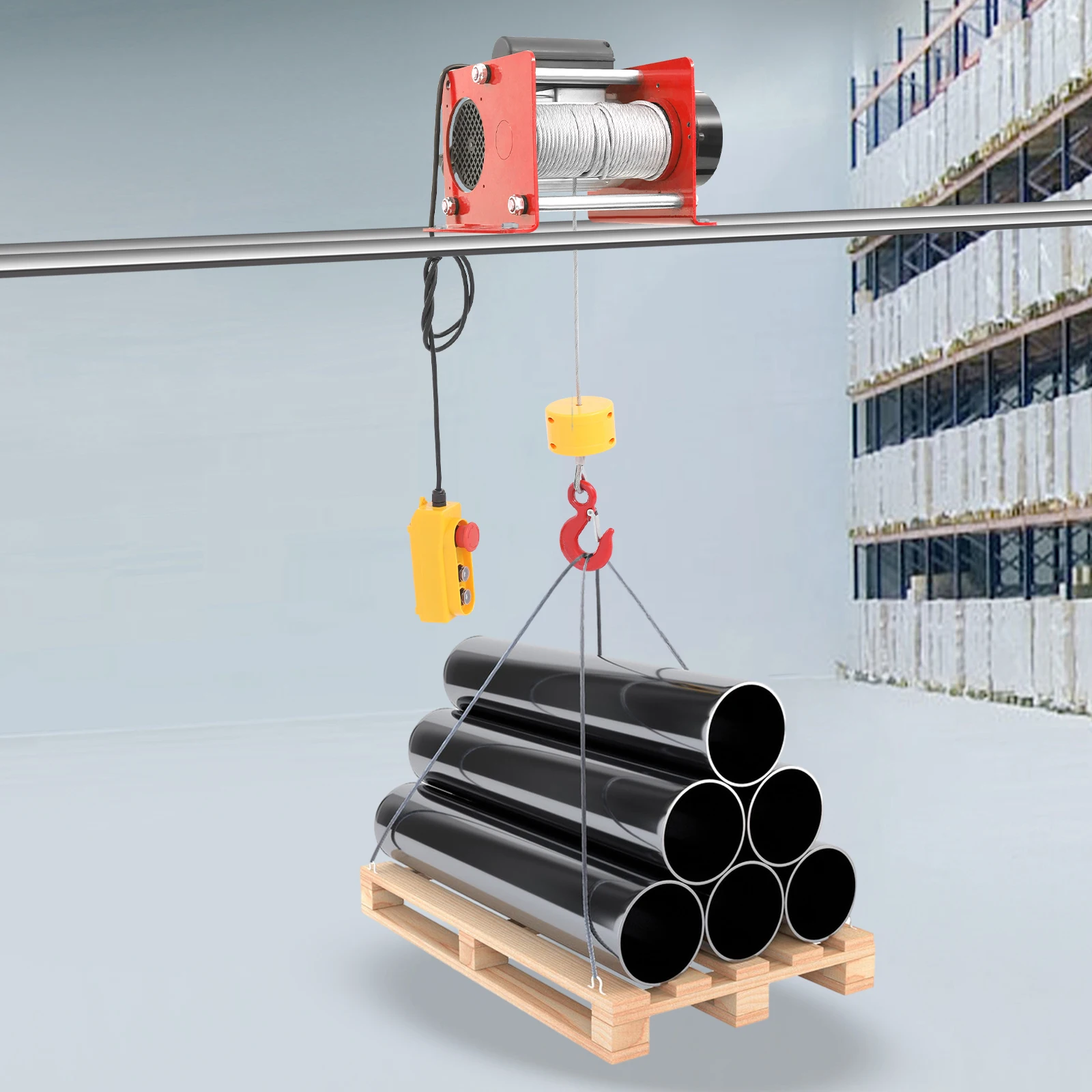 

Red Carbon Steel 26.5*27*25cm Electric Hoist 400kg Heavy Load 30m Wire-controlled Industrial Lifting Equipment