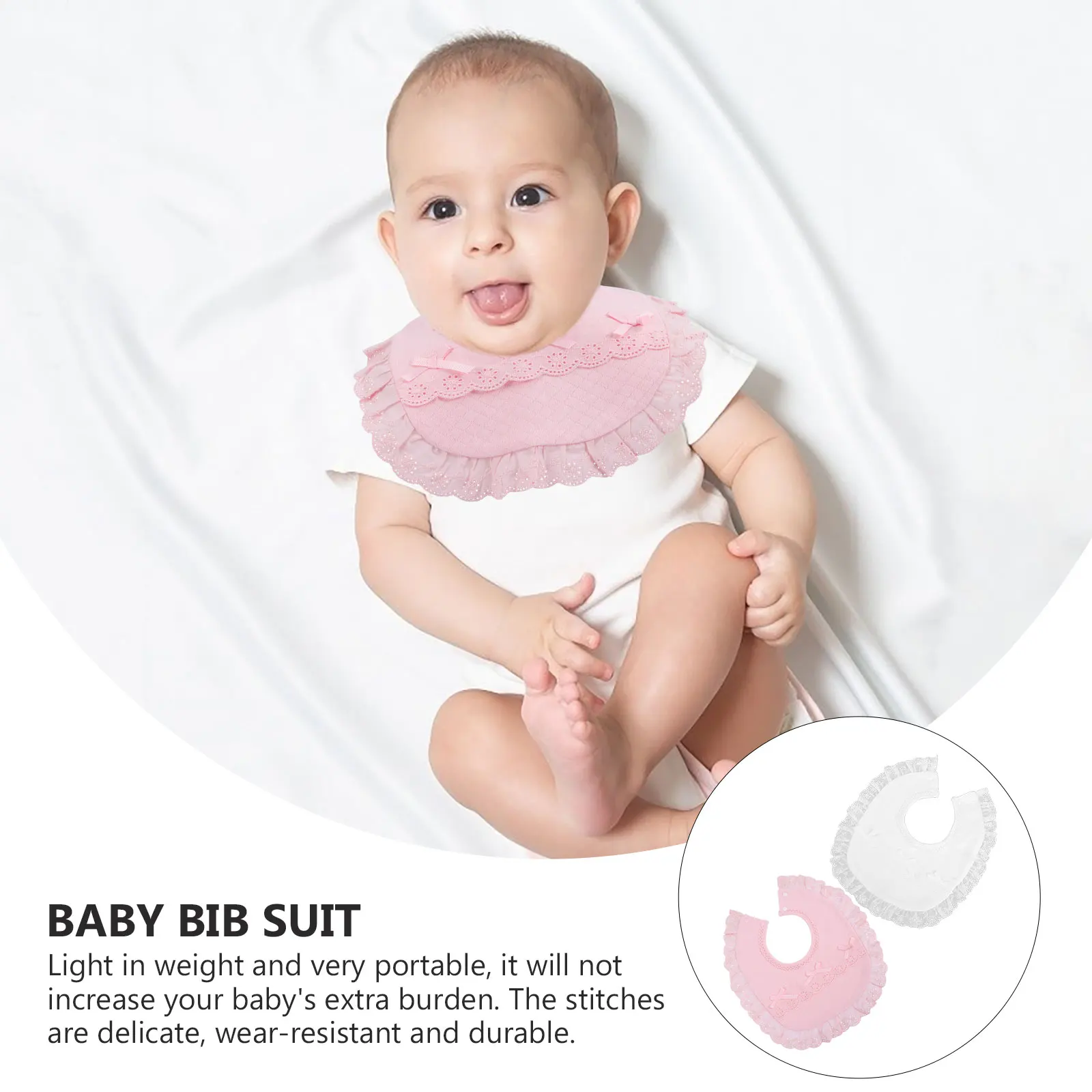 

2 pcs Baptism Bib Set Cotton Baby Feeding Bib Reusable Infant Bibs For Toddler Drool Protection Lightweight Soft Bibs Newborn