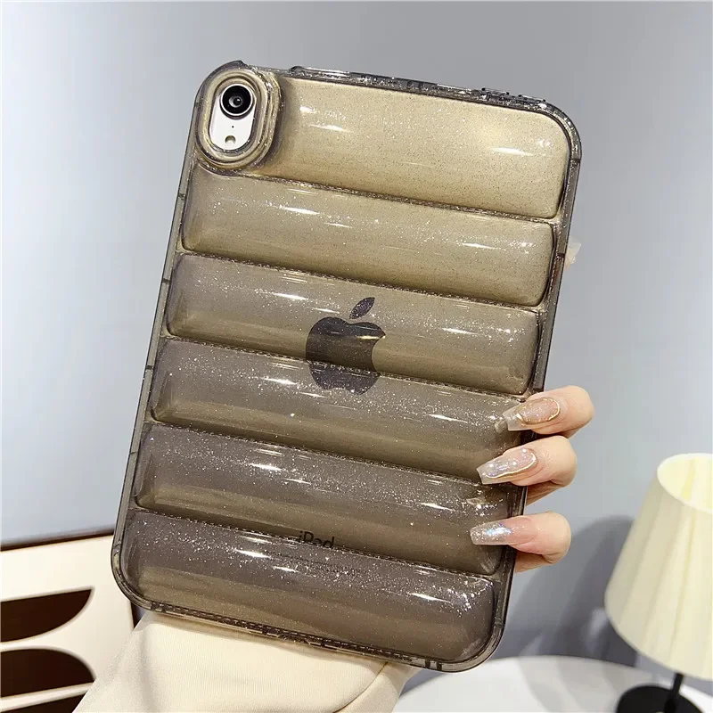 Glitter Down Jacket Transparent Tablet Case for Ipad 10th 9 8 7 Pro 11 Air 4 5 Mini 6 5 4 Soft Clear Shockproof Protect Cover