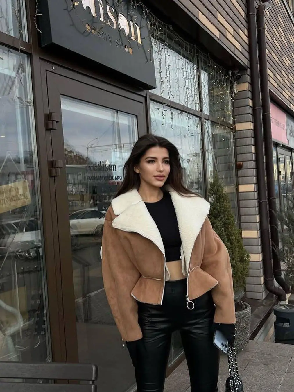 2025 autumn and winter short lapel fashion Korean women's long-sleeved solid color coat