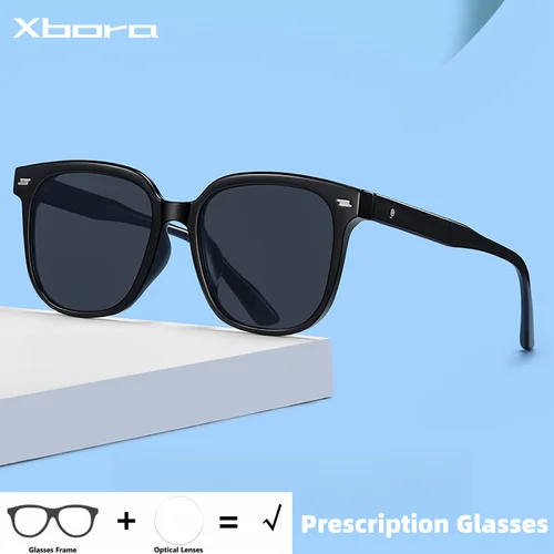 Imagen 1 del producto Gafas de sol polarizadas graduadas para mujer, protección UV400, gafas de sol ópticas progresivas redondas de moda, talla grande para hombre B8312