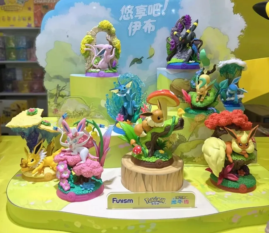 アニメポケモンファンイズムオリジナル正規品イーブイファミリーセットブラインドボックスフラレオンアンブレオンシルベオンアクションフィギュアコレクションモデルおもちゃギフト