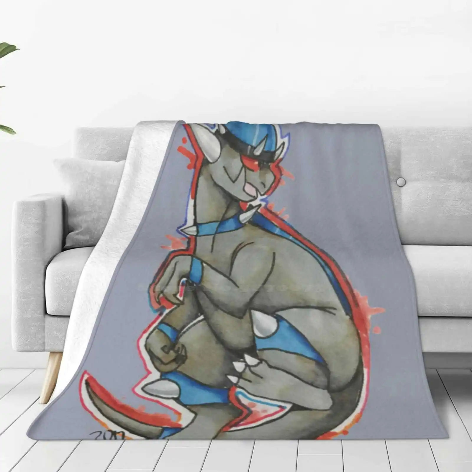 Rampardos Best Selling Room Household Flannel Blanket G4 Diamond And Pearl Rampardos Traditional Art Fan Art Prismacolor Marker