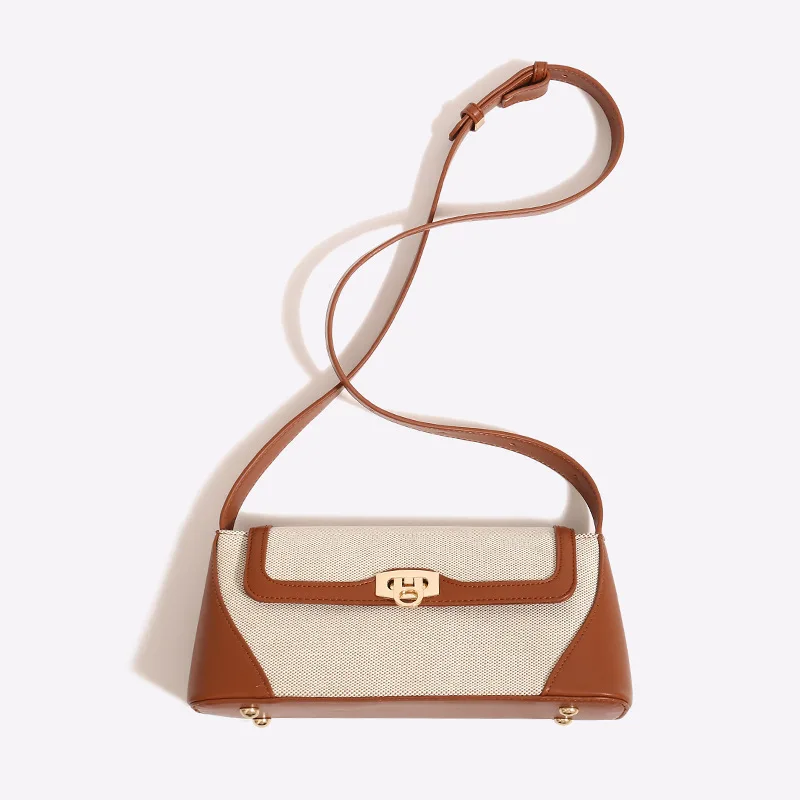 Nichedesign Color Block French Bread Underarm Women's Shoulder Bag New 2025 High-End Feel French Light Luxury Crossbody Bag image 2