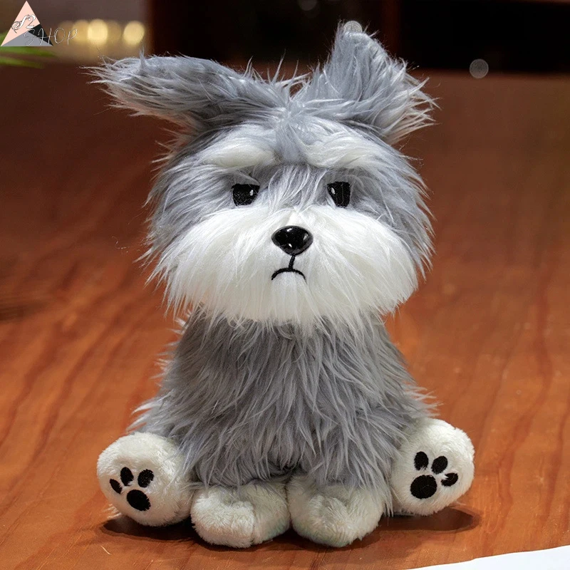 

Schnauzer Plush Toy Realistic Dog Doll Soft Stuffed Animal for Children Comfort Birthday Gift for Kids
