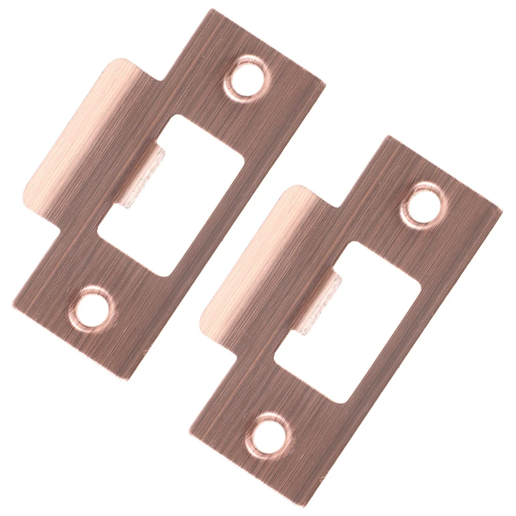 Placas guia de língua de bloqueio, 2 peças, acabamento de metal, placas de greve de porta, fivela em forma de t para instalação suave, porta de madeira