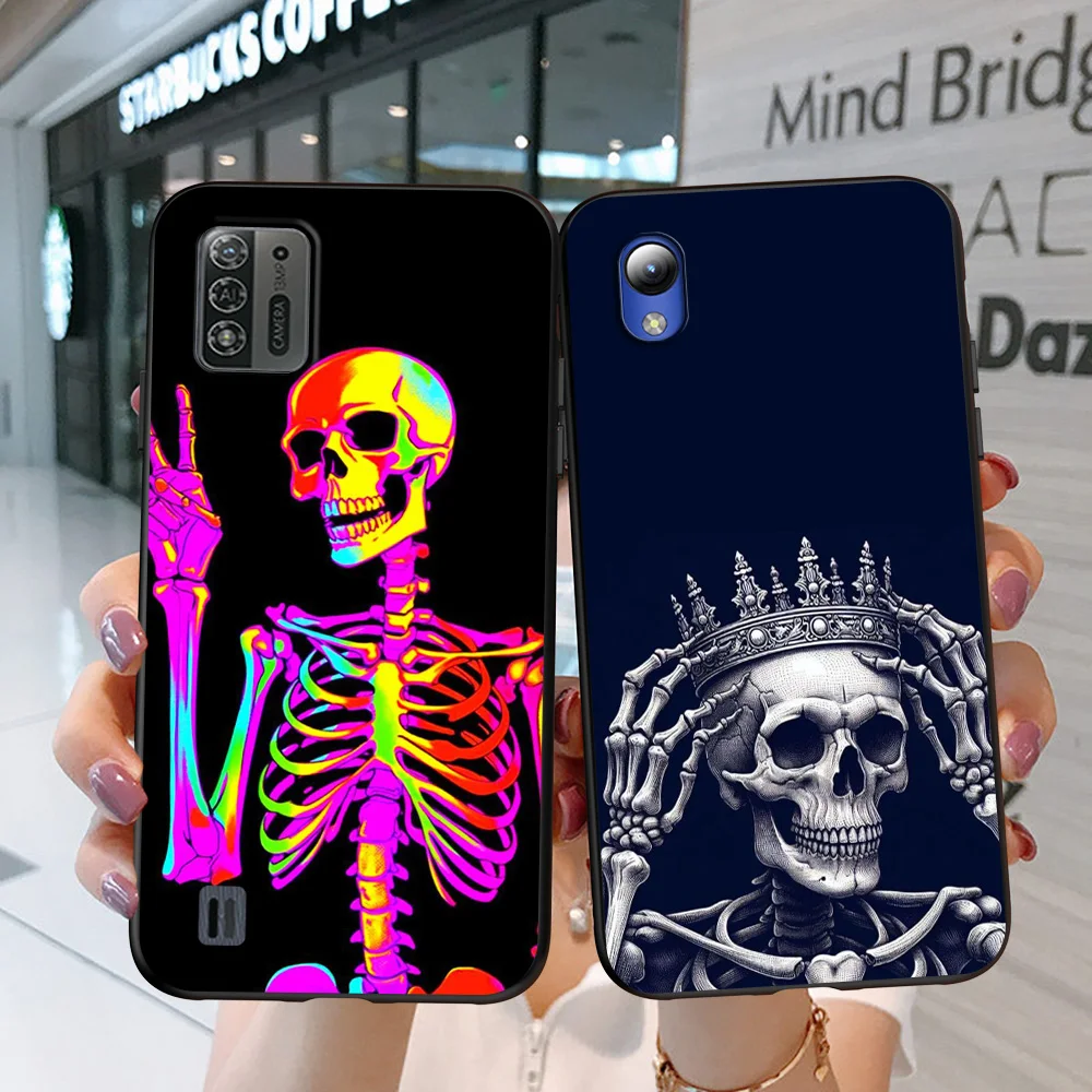 Black Tpu Case For ZTE blade A3 A5 A7 2019 A31 lite plus A51 A71 A7S V2020 L210 L8 smart vita 2022 v30 Legend Skull Art