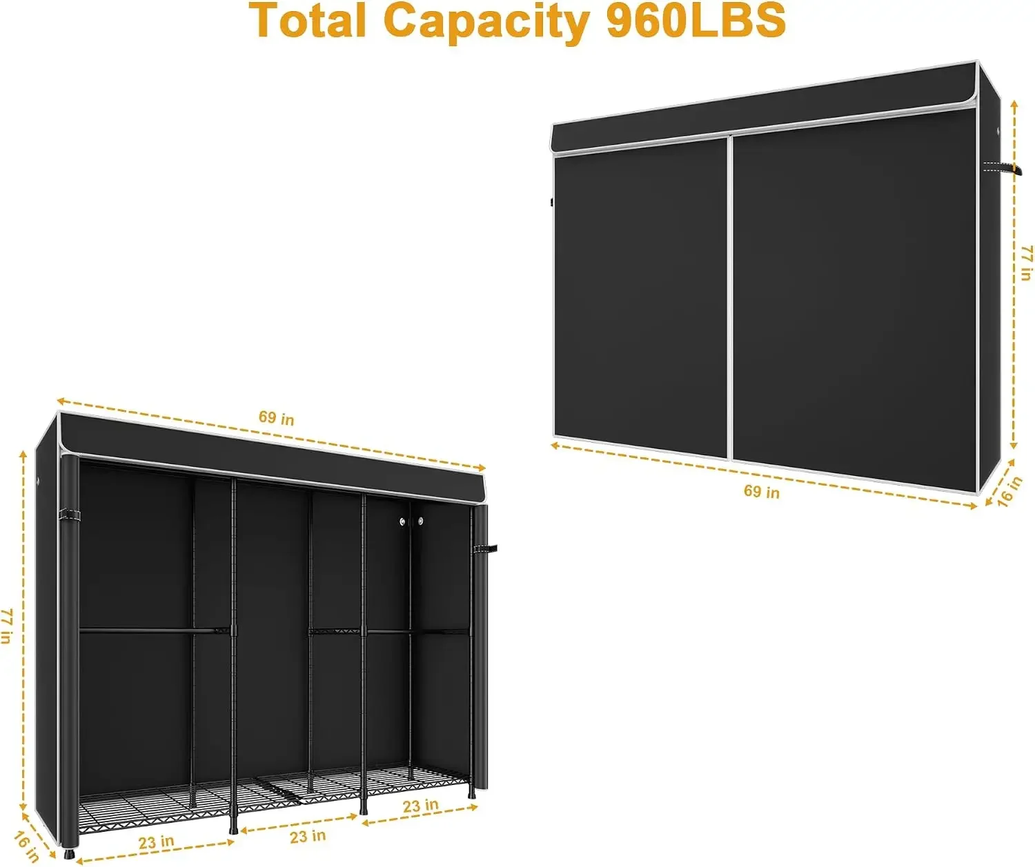 Heavy Duty Freestanding Adjustable Garment Storage Organizer, Hanging Clothes Rack 69