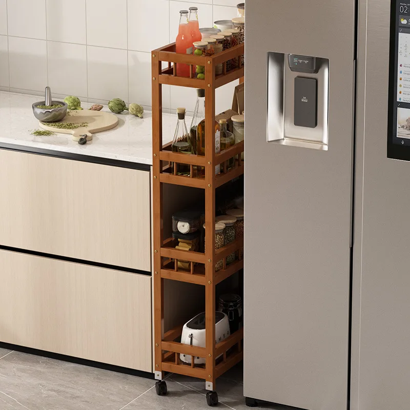Kitchen multi-functional storage rack, crevice trolley, household living room mobile bathroom multi-layer floor-standing storage image 4