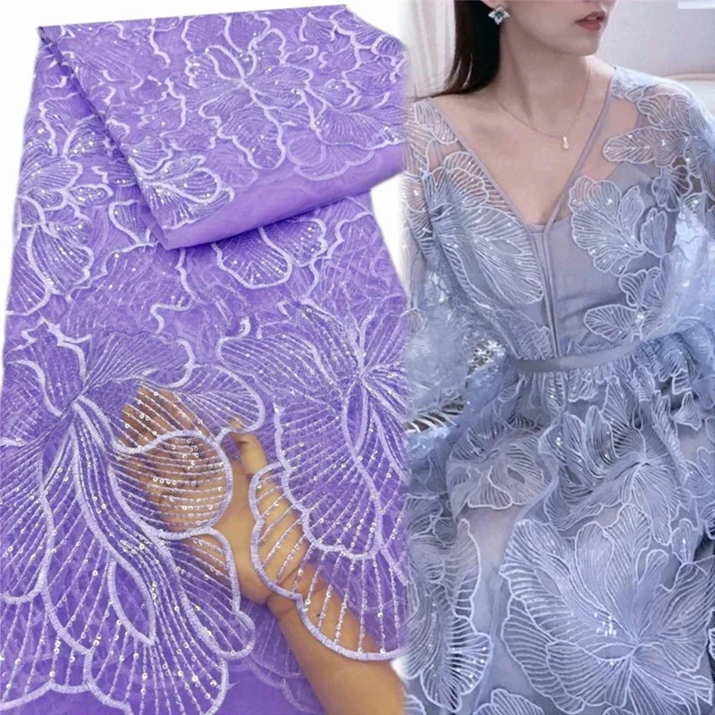 

1yard Lace Mesh Sequin Embroidery Fabric Multicolor DIY Sewing Wedding Dress Fabric High Quality Bridal Clothing Handmade Cloth