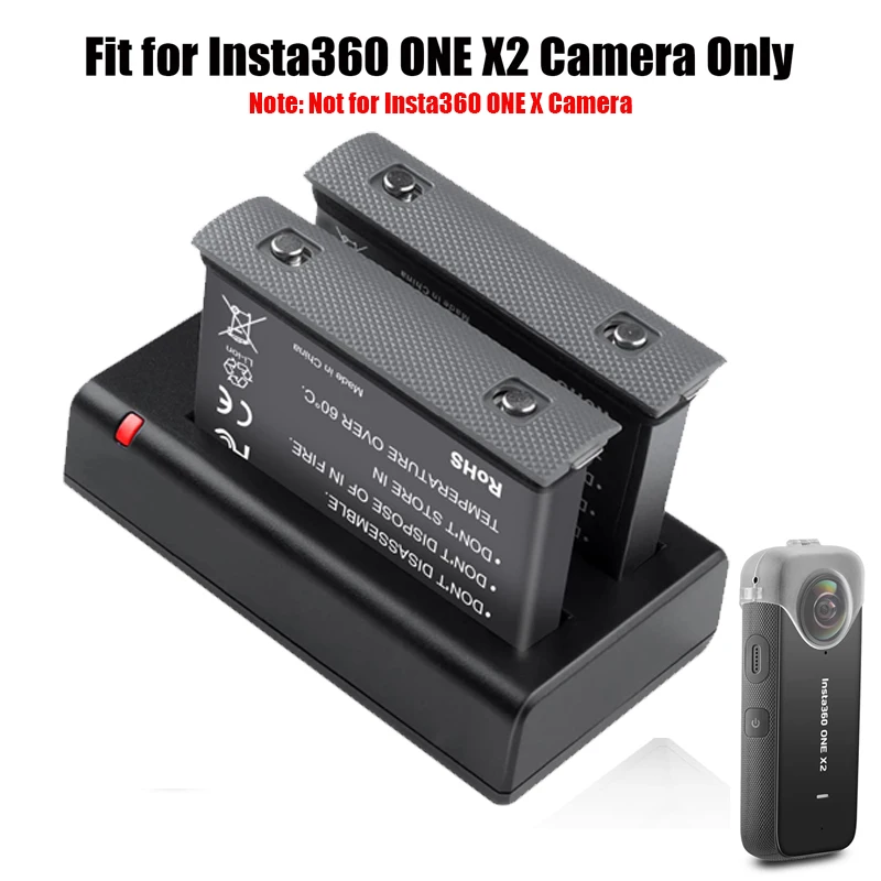 

Dual Battery Charger For Insta360 ONE X2 Charger Box Fast Charging Case Portable Power Bank With 1800mAh Battery Accessories