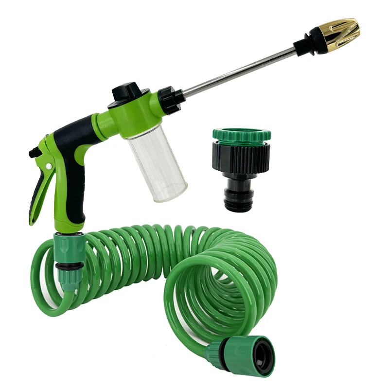Garden Irrigation Water Pipe, Watering Nozzle, Garden Hose With Multifunctional Nozzle, Car Cleaning Spring Pipe, Plastic Hose