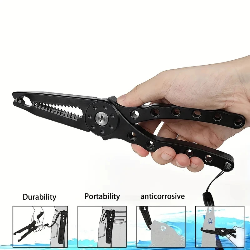 Plastic Fishing Pliers with Catfish Gripper, Non-Slip Grip Hook Remover Tool with Attached Lanyard image 4