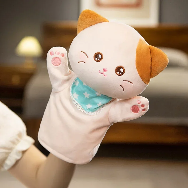 25CM Gevulde Pluche Dieren Speelgoed Hand Vinger Verhaal Marionet Kawaii Poppen Educatief Speelgoed Kat Herten Panda Shiba Inu Verjaardagscadeau
