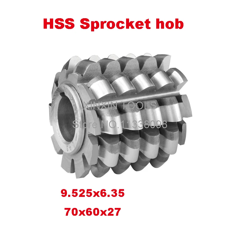 9.525x6.35 High quality HSS-M2 Sprocket hob Gear hob 70x60x27mm Inner hole 1pcs Free shipping