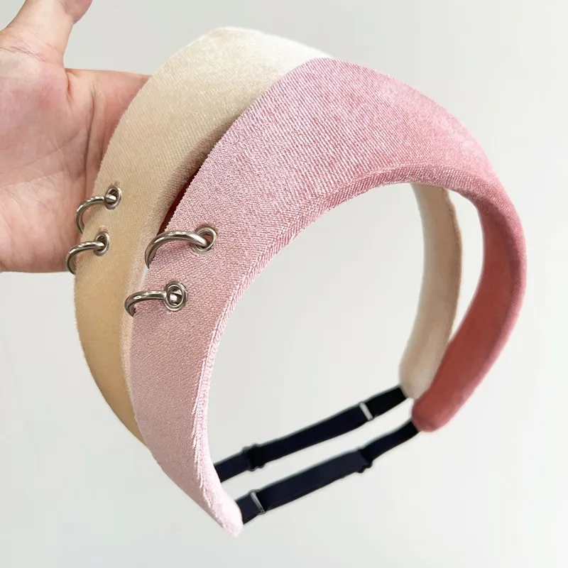 Velvet Crown Women Hairband Top Hollow Out Ring Headband Vintage Style French Elegant Wide Sponge Hair Band Hair Accessories